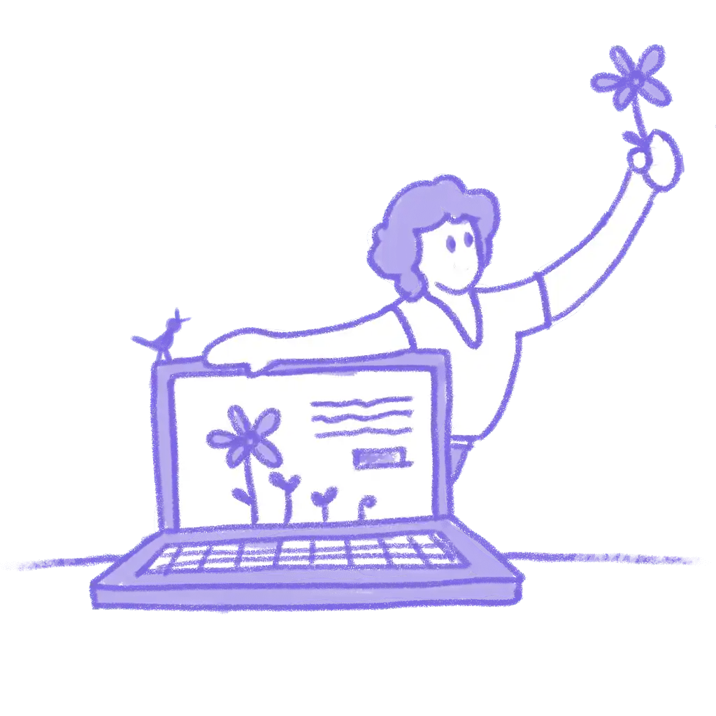 Illustration: Eine nachhaltige Webseite in einem Laptop. von Launch Point München, Elisa Gatzka