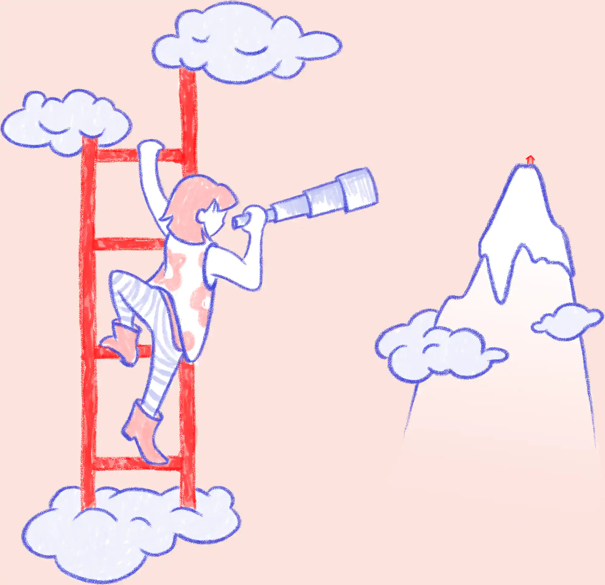 Illustration: Nachhaltigkeitskommunikation folgt einer nachhaltigen Kommunikationsstrategie, das Ziel stets im Blick! Von launch point München, Elisa Gatzka